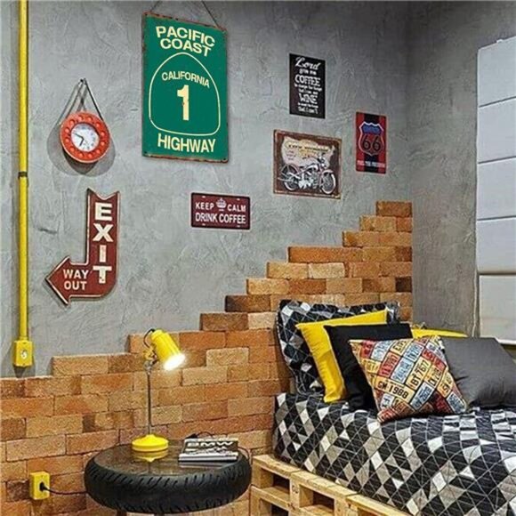 Vintage Metal Tin Sign Pacific Coast Highway Signs California Deco - Picture 6 of 8